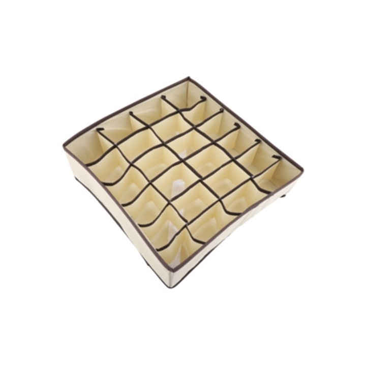 Összecsukható fiókrendező, 24 rekeszes, zoknikhoz és fehérneműhöz, légáteresztő anyagból