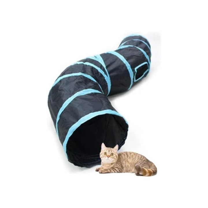 Tunel pentru pisici, jucarie interactiva, portabila, cu intarire din metal