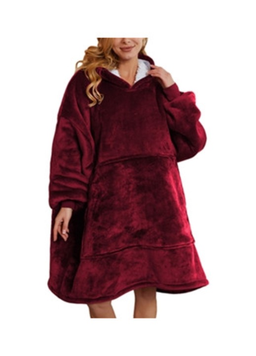 Női oversize kapucnis pulóver, piros, 2XL INTL