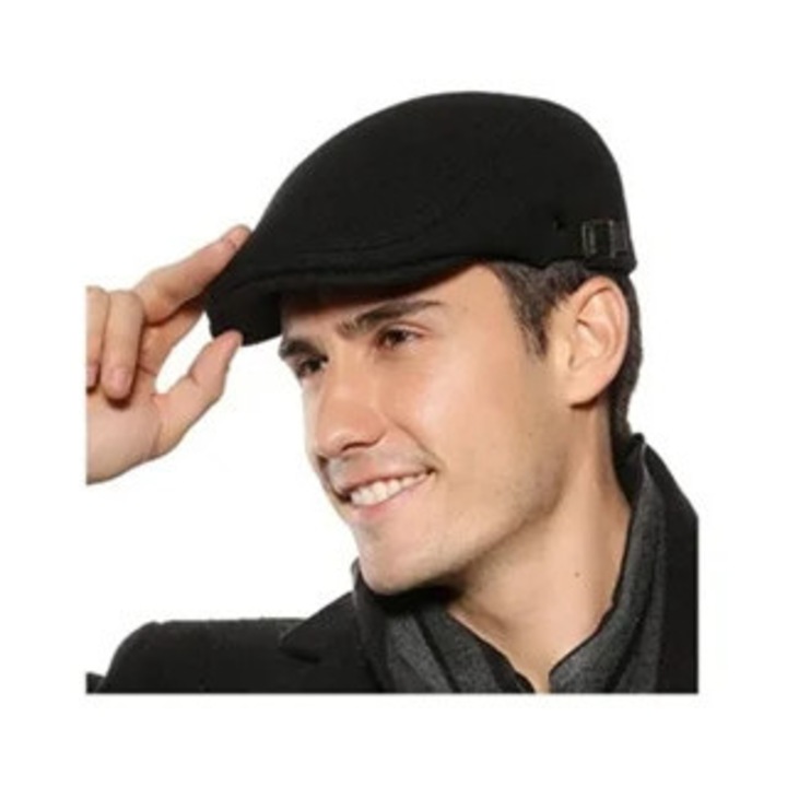 Bereta bărbați, design vintage, lana, negru, 22-24 inch