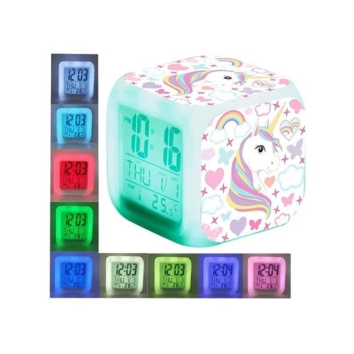 Dekoratív ébresztőóra fénnyel, 8 természetes hanggal, érintésvezérléssel, gyermekeknek