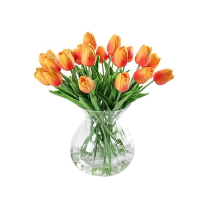 Buchet de lalele artificiale Real Touch, decor pentru birou si acasa, multicolor, set.