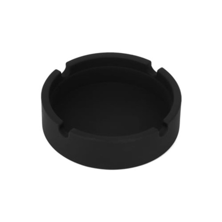 Scrumiere set din silicon portabil, negru mat, cu bricheta luminoasa, 2 bucati