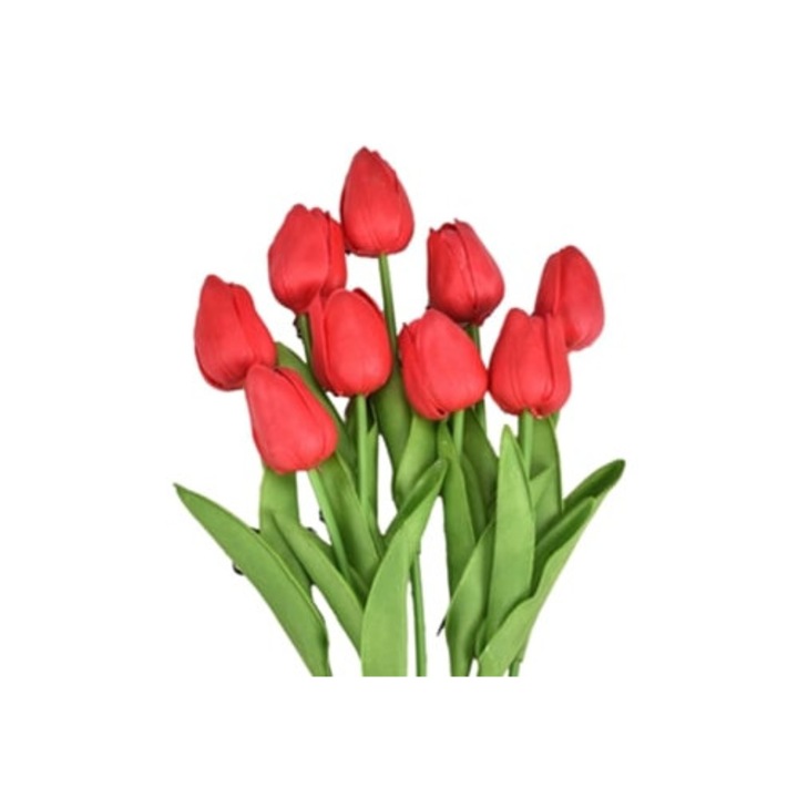 Set 10 Piese Flori Artificiale Latex Realiste, Lalele False, Multicolor