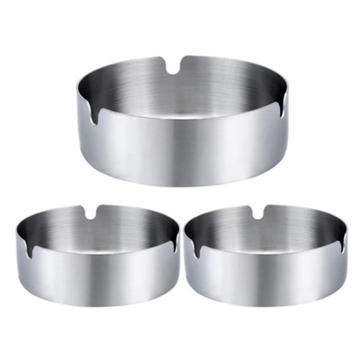 Scrumiera metalica, inox, portabila, rezistenta la rugina, set