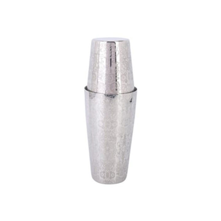 Set shaker cocktail din otel inoxidabil, design clasic, model Boston, gravura eleganta