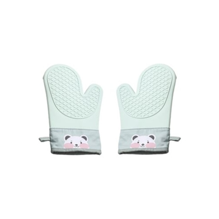 Hőálló konyhai kesztyűk, szilikon és pamut, kesztyűszett