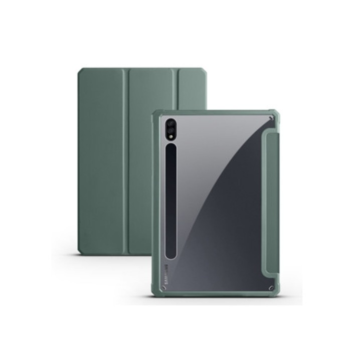 Калъф за таблет, съвместим със Samsung Galaxy Tab S9/S9 Fe 2023, акрилна защита, тъмнозелен