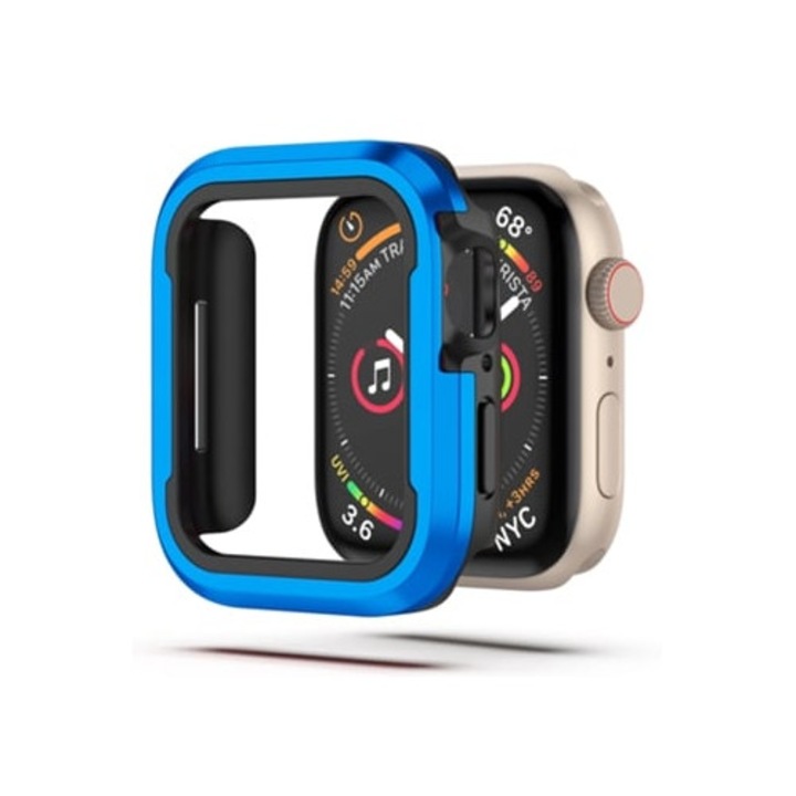 Ütésálló fém tok Apple Watch Series 10-hez, 46mm, kék