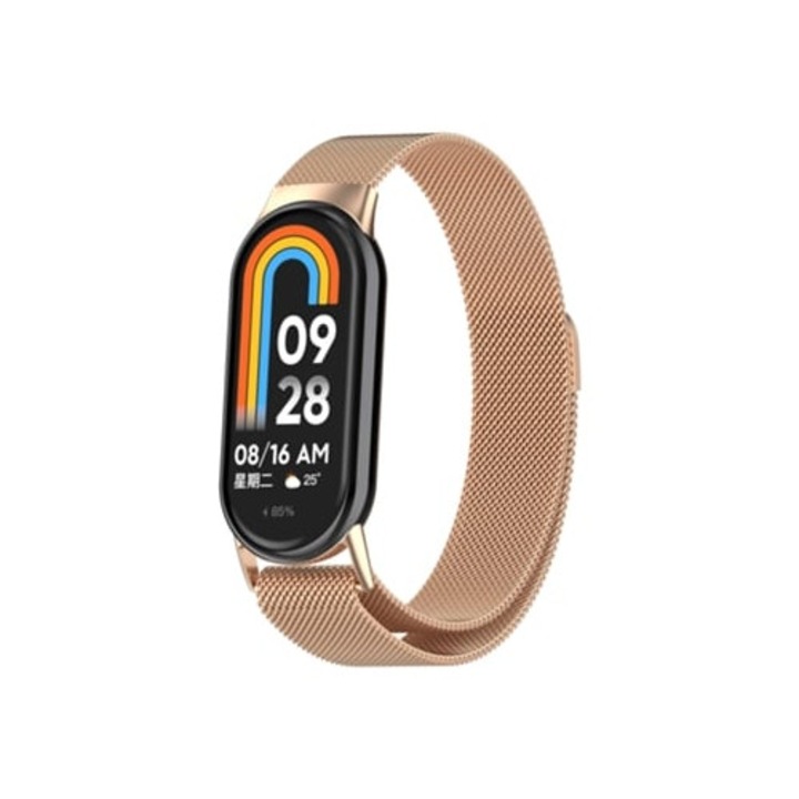 Метална миланска каишка за смарт часовник, розово злато, комплект за Xiaomi Band 9/Xiaomi Band 8