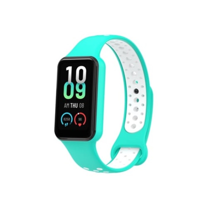 Szilikon szíj okosórához, GERTIZ, kéttónusú, zöld-fehér, Xiaomi Band 8 Active/Redmi Band 2-höz