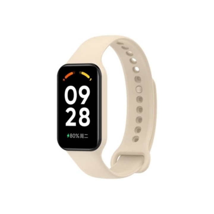 Szilikon szíj, kompatibilis Xiaomi Band 8 Active/Redmi Band 2 fitneszórával, bézs