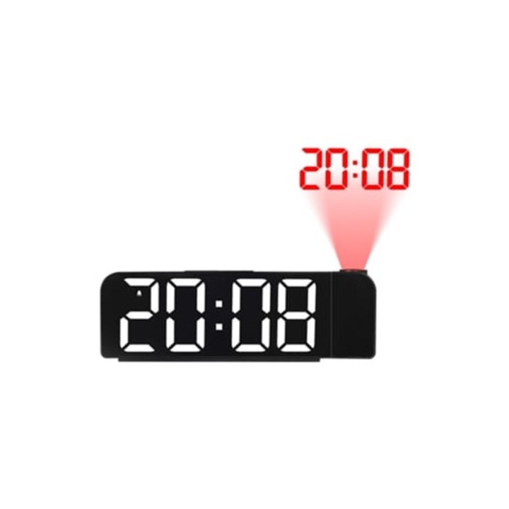 LED-es vetítőóra, fehér, USB töltés