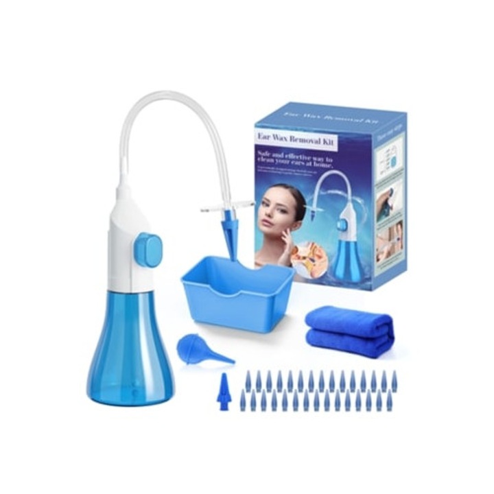 Kit de curatare a urechii, alb, albastru