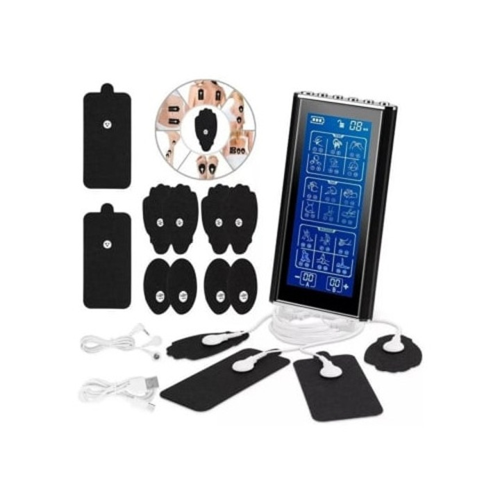 Instrument mini de fizioterapie, aparat de masaj, 36 moduri, negru