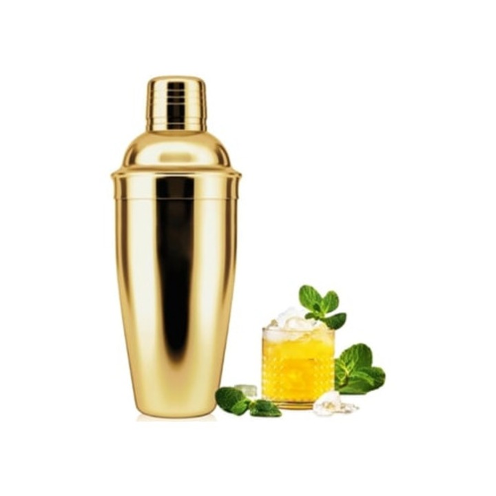 Shaker cocktail 750ml cu sita integrata, unelte de barman, aurie