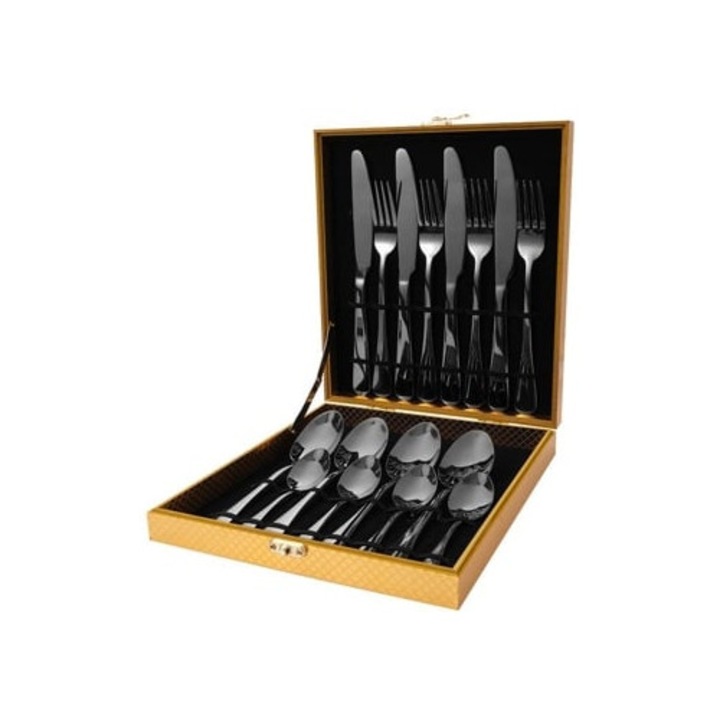 Gertiz rozsdamentes acél evőeszközkészlet fa dobozzal, 16 darabos