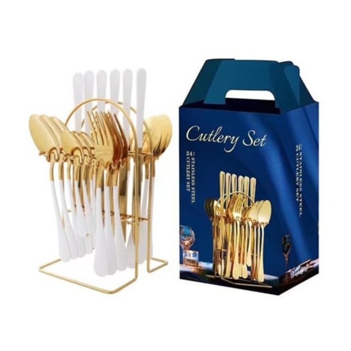 Gertiz rozsdamentes acél evőeszköz készlet tárolóállvánnyal (24 darab)