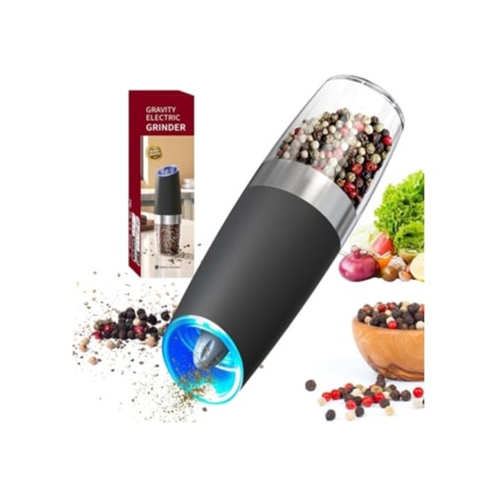 Електрическа мелничка за пипер, инокс, регулиране на едрината, черна, Gertiz