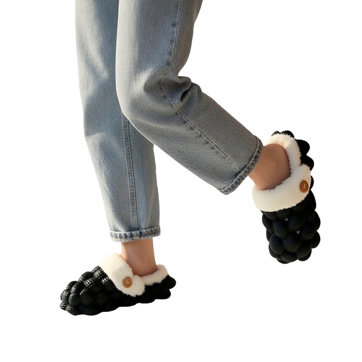 Papuci de casa pufosi 809negru 121763, Negru, 40-41