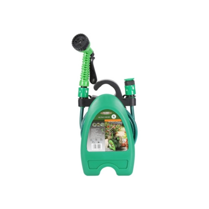 Hordozható kerti tömlőtartó, falra szerelhető, zöld