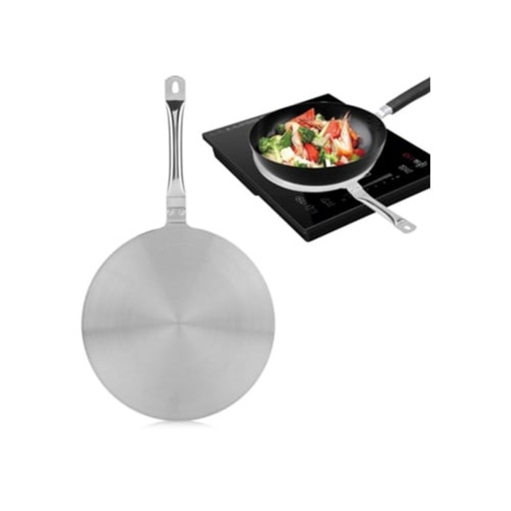 Difuzor de caldura pentru plita cu inductie, Inox, 24cm, cu maner rezistent la caldura