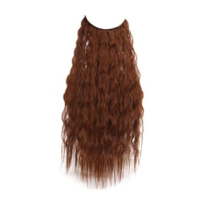 Extensie de par ondulat invizibila cu fir rosu cupru 60cm 110g, set