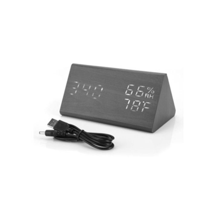 Többfunkciós digitális ébresztőóra LED kijelzővel, hőmérséklet- és páratartalom-mérővel, hálószobába