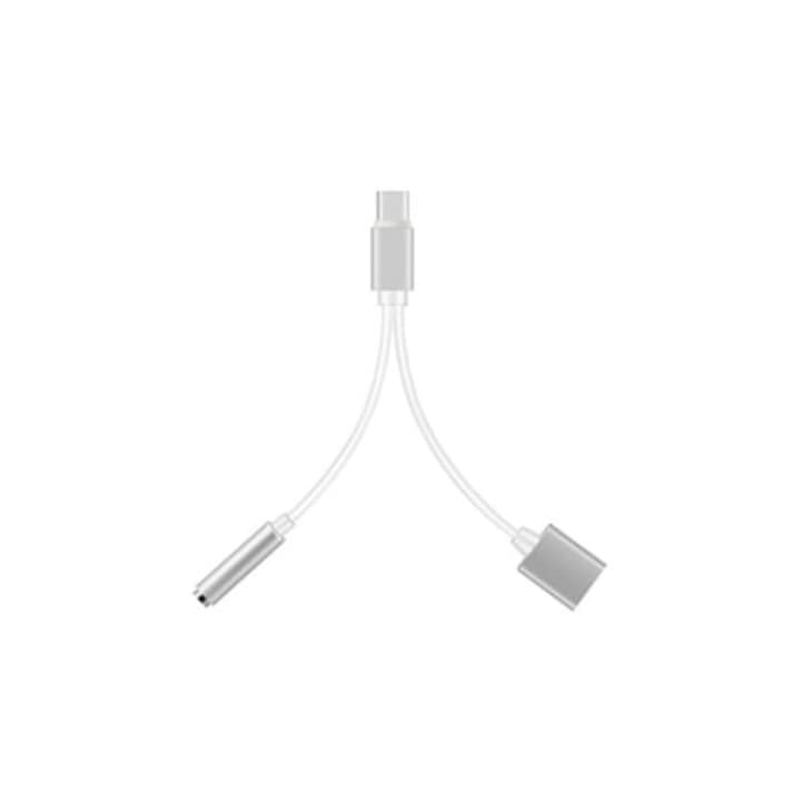 Адаптер USB-C сплитер 2 в 1 с Aux порт 3.5 мм