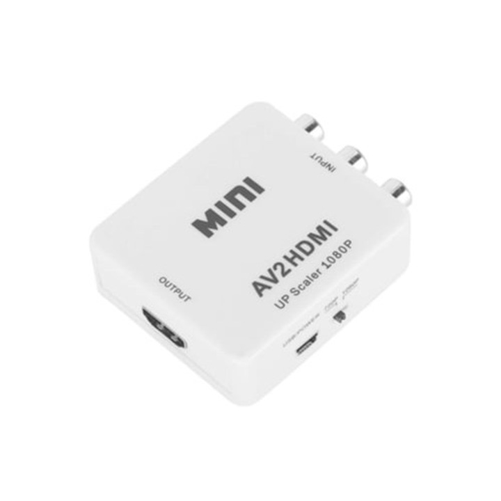 Convertor AV la HDMI, RCA la HDMI, inalta definitie, suporta PAL/NTSC/SECAM