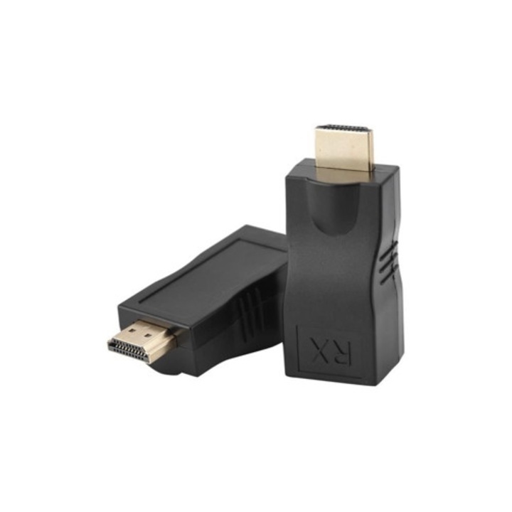 Set 2 Adaptoare Rj45 la Hdmi 1.4, 30m, Cat 5E 6