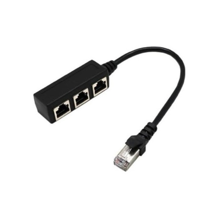 Splitter adaptor RJ45 1 la 3, cablu retea Ethernet, 3 cai
