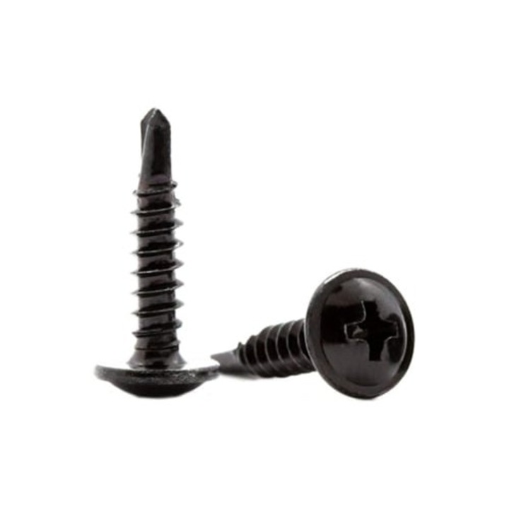 Suruburi metalice autoforante set 60 unitati 4.2x19 mm cap plat negru