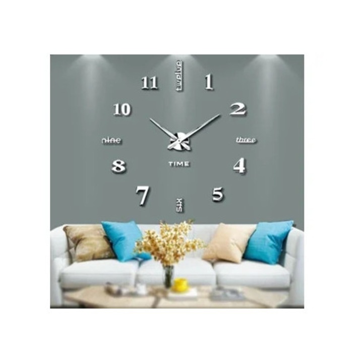 Dekoratív 3D tüköróra, környezetbarát, EVA habból, csendes mozgás, keret nélkül