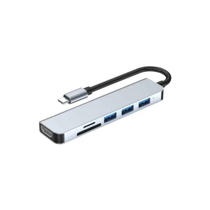 Hub USB C 4K HDMI, 100W PD, 2 porturi USB 3.0, cititor cart SD/Micro SD