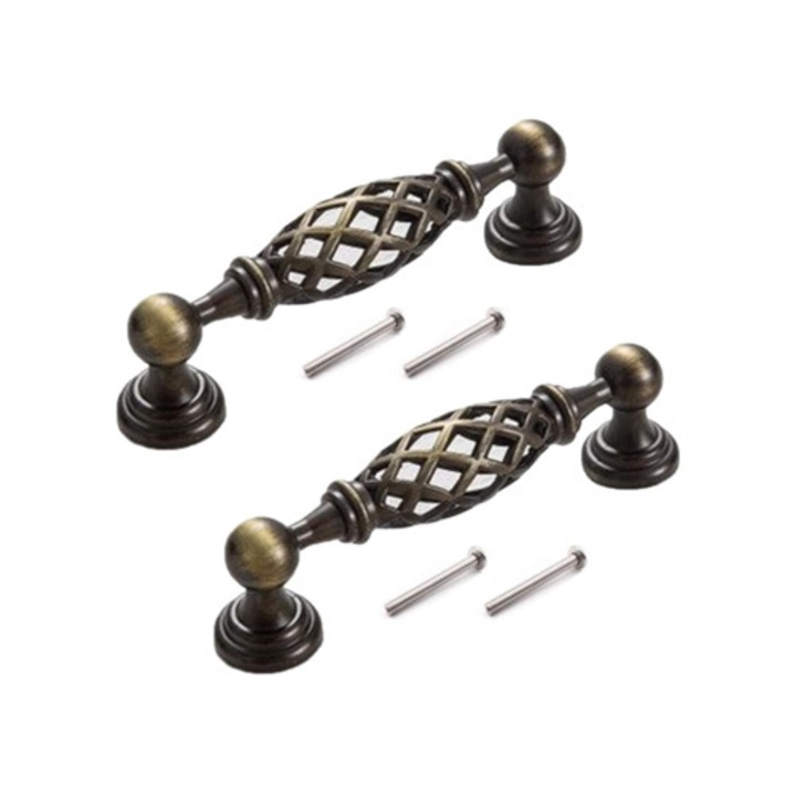 Manere de dulap stil cuib de pasare, retro, metal de inalta calitate, set