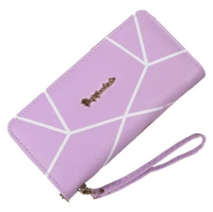 Portofel dama cu curea, material moale, mov, 40/45cm