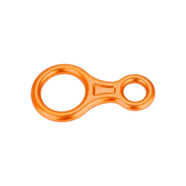 Dispozitiv de coborare tip 8, echipament de escalada si salvare, portocaliu