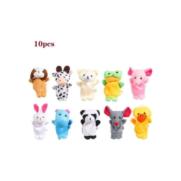 Papusi de degete pentru familie, set, animale, multicolor