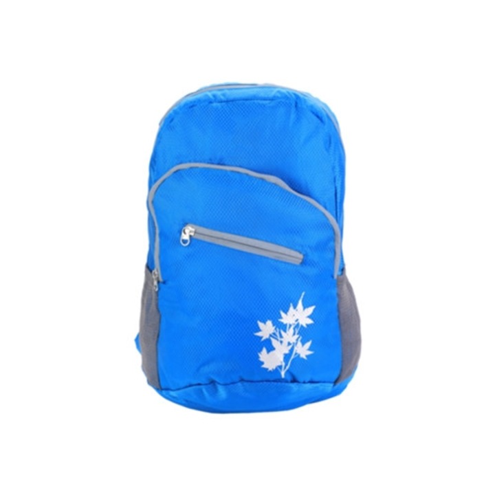 Összecsukható hordozható kék hátizsák, kempingezéshez és túrázáshoz