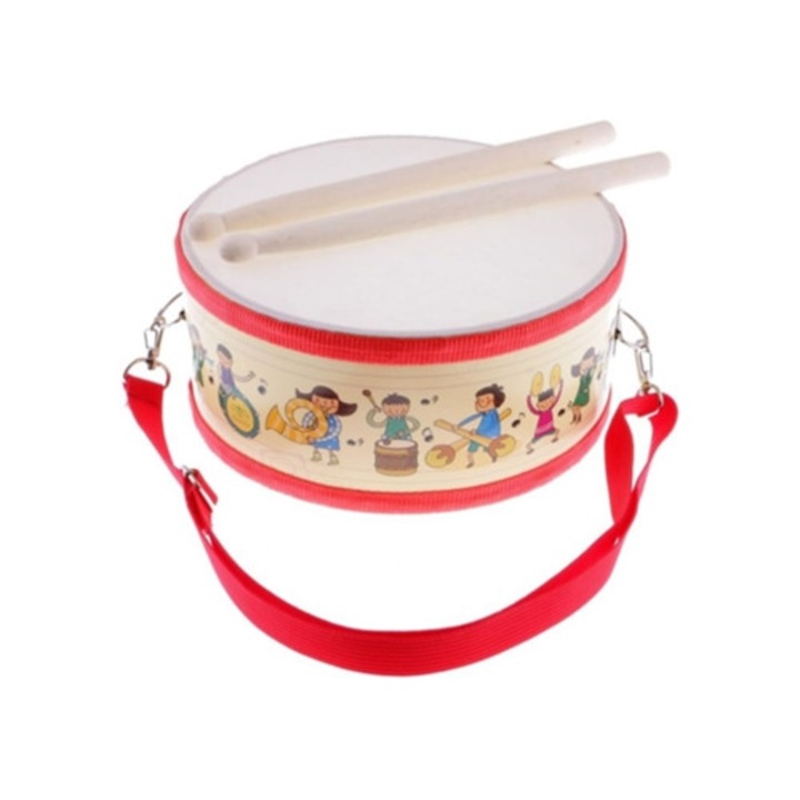 Set muzical colorat, tamburina, instrument de percutie, toba surdo, handmade