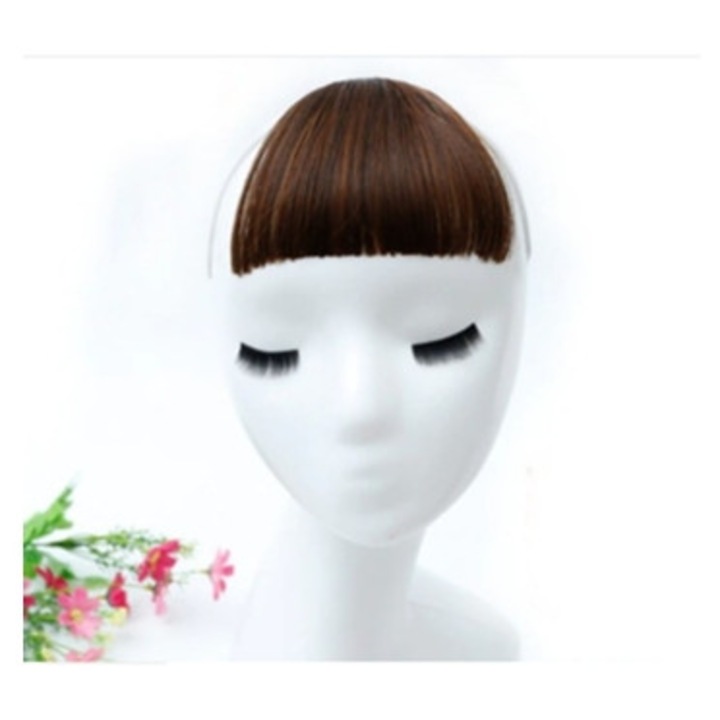 Extensie de par uman cu franjuri Tic Tac, maro natural, 03, SHE'S BELLA HAIR