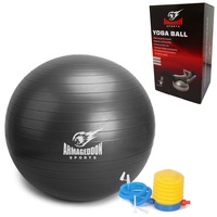 Minge de Gimnastica si Aerobic anti-spargere Armageddon Sports, Suprafata aderenta, 65 cm diametru, Pompa inclusa, Gri