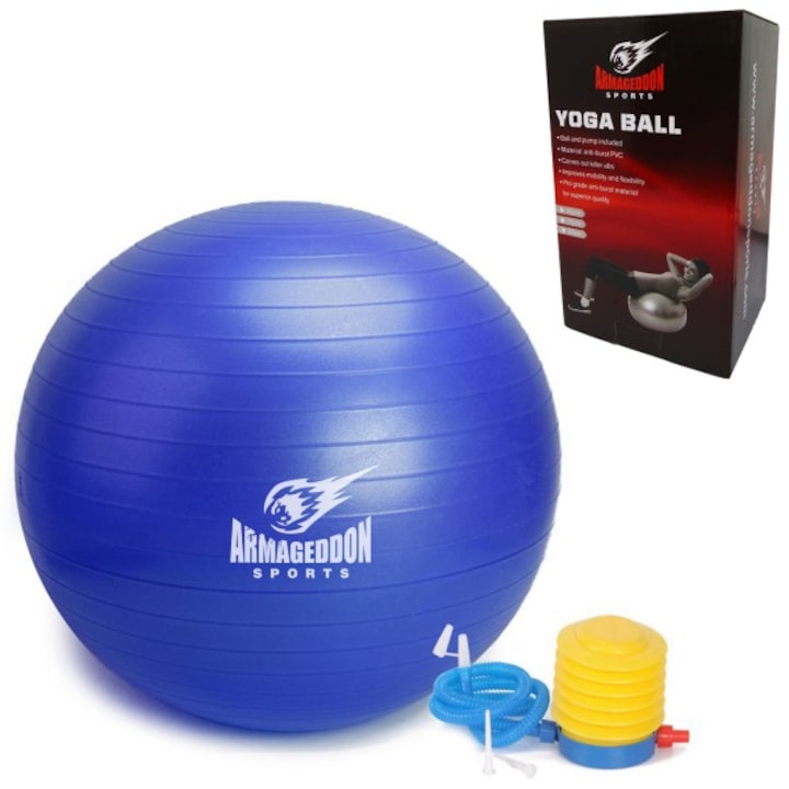 Фитнес гимнастическа топка за упражнения Armageddon Sports, 65 см, Син