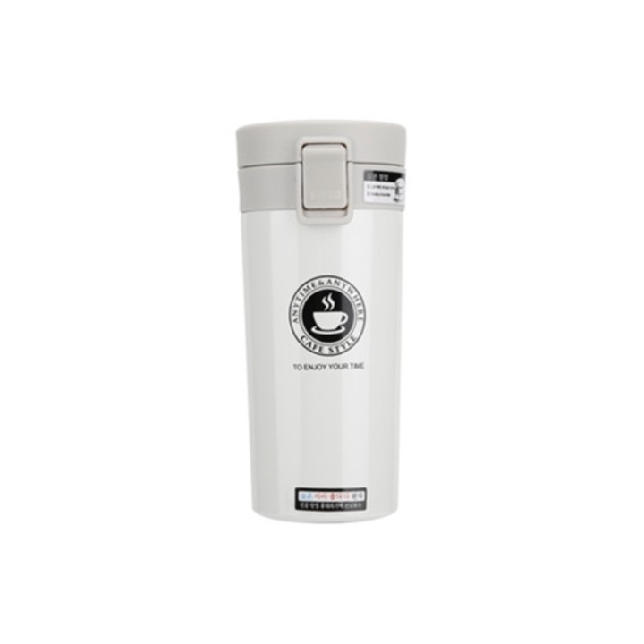 Rozsdamentes acél utazóbögre kávéhoz és teához, fehér