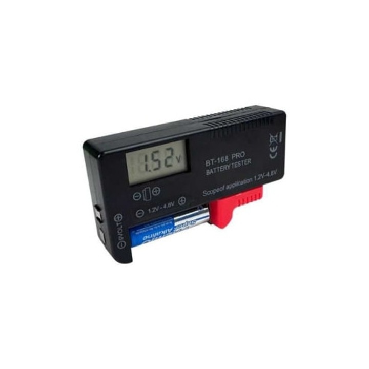Tester digital de baterii Bt 168 Pro, pentru baterii AAA, CD, 9V, 1.5V, 18650, lithium