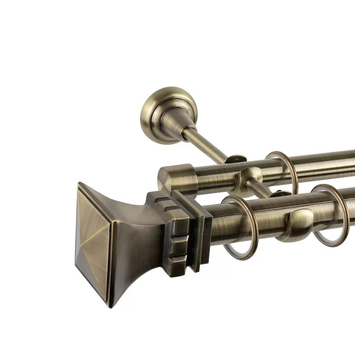 Galerie dubla bara simpla Parga 25/19 - auriu antic - 360 cm