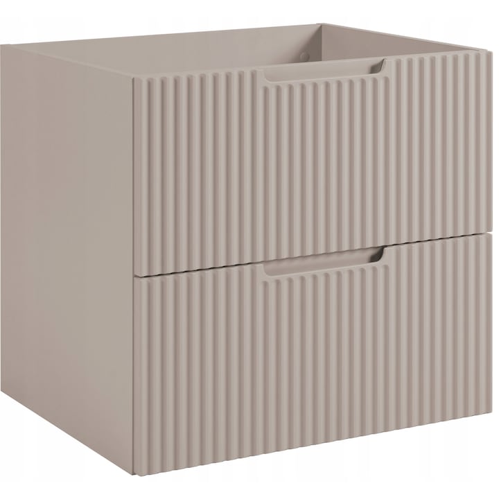 Dulap De Baie, Rodan, Vena, 60x57x46 cm, Material MDF, Placa Laminata 16 mm, Spate - HDF - 3 mm, Margini ABS, Inchidere Silentioasa Soft Close, Fata Canelata, 2 Sertare, Casmir