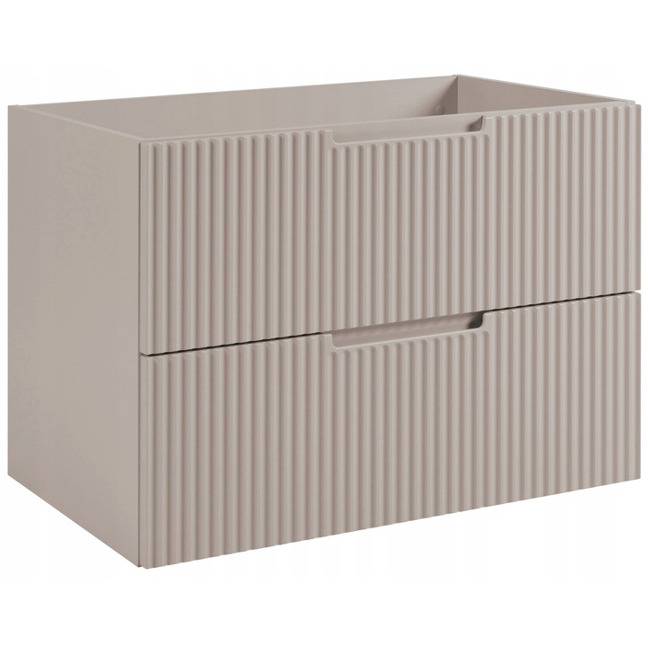 Dulap De Baie, Rodan, Vena, 80x57x46 cm, Material MDF, Placa Laminata 16 mm, Spate - HDF - 3 mm, Margini ABS, Inchidere Silentioasa Soft Close, Fata Canelata, 2 Sertare, Casmir