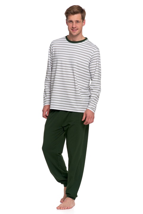 Férfi pizsama, Moraj, 2 részes, pamut/elasztán, hosszú ujjú, hosszú nadrág, többszínű